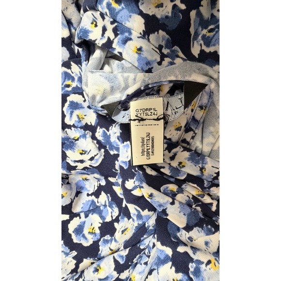Lauren Ralph Lauren Black Label Maxi Gold Buttons Jersey Blue Floral Prep M - Picture 7 of 9